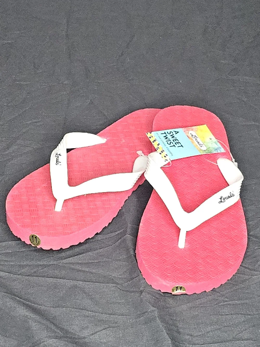 Locals Red Flip Flop Sandals with White Straps